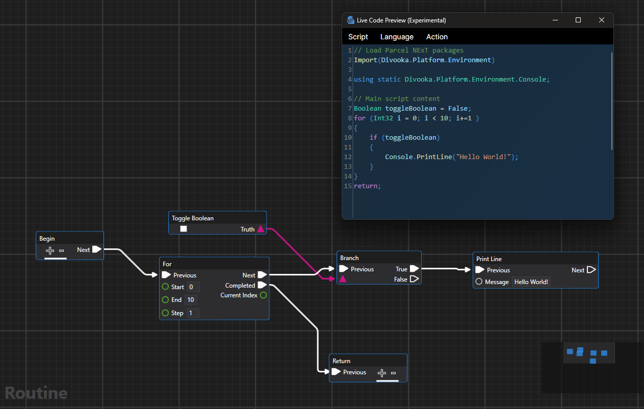 C# Code Generation in Divooka for Procedural Context