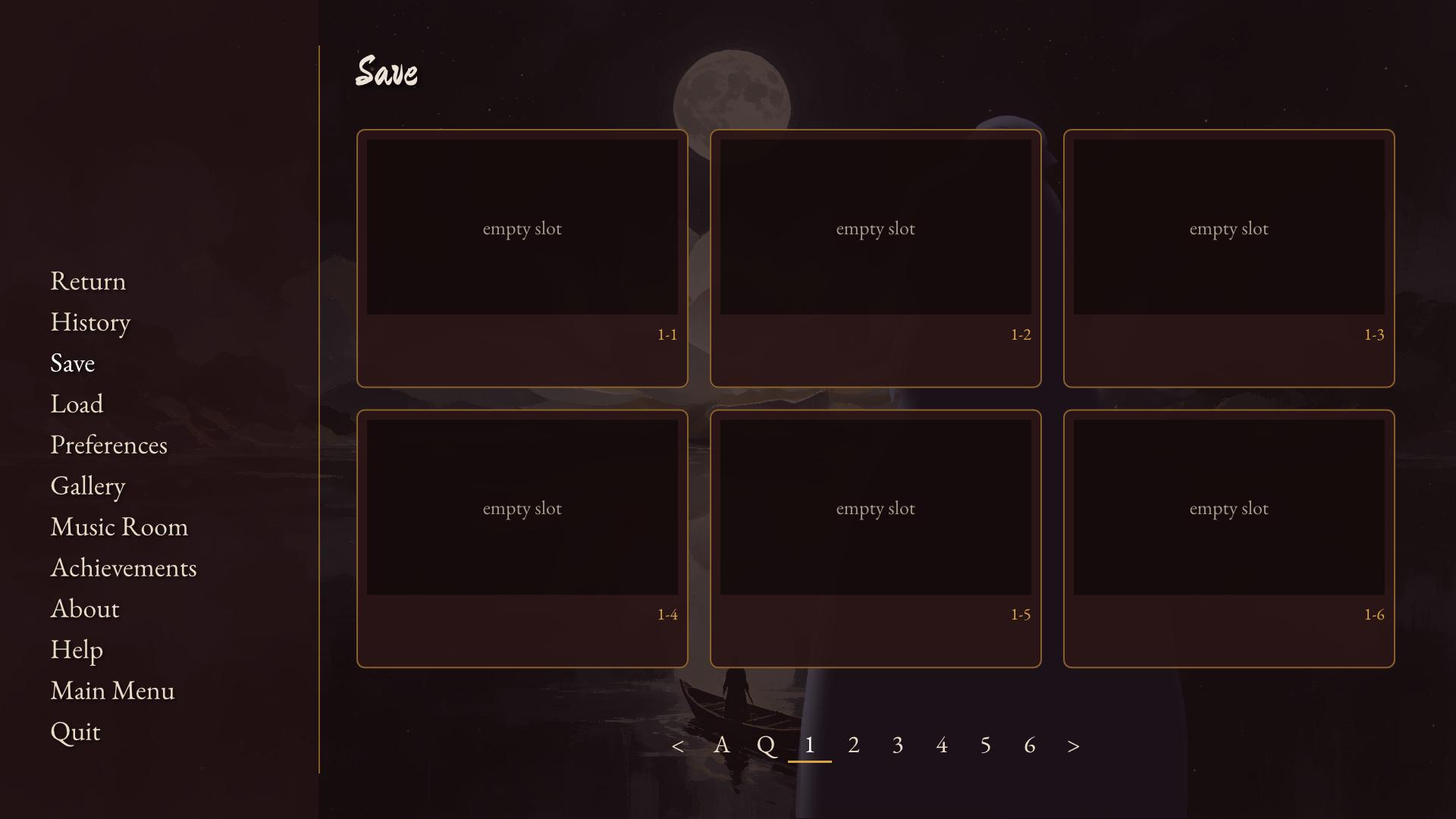 The save screen