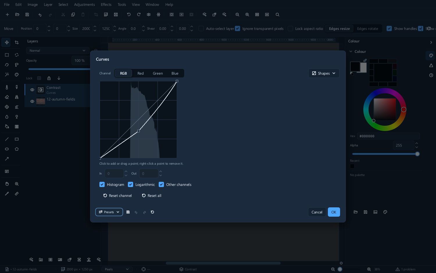 The layers panel with a Curves adjustment layer above the photograph, and the Curves dialog open beside it