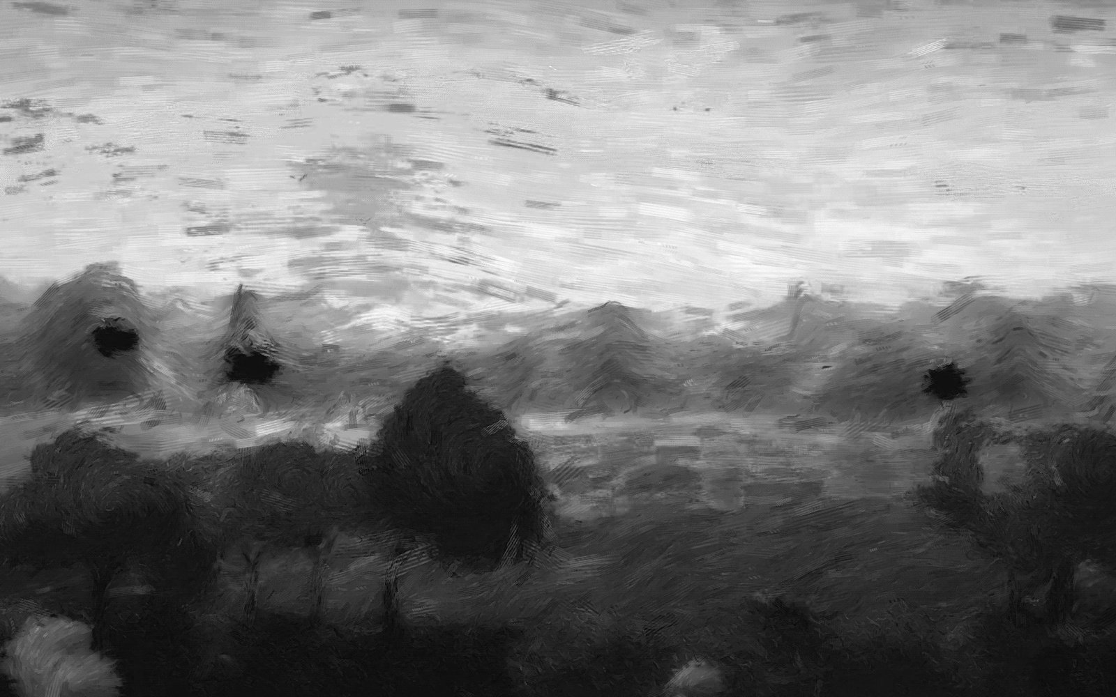 A monochrome conversion weighted towards blue, darkening warm tones