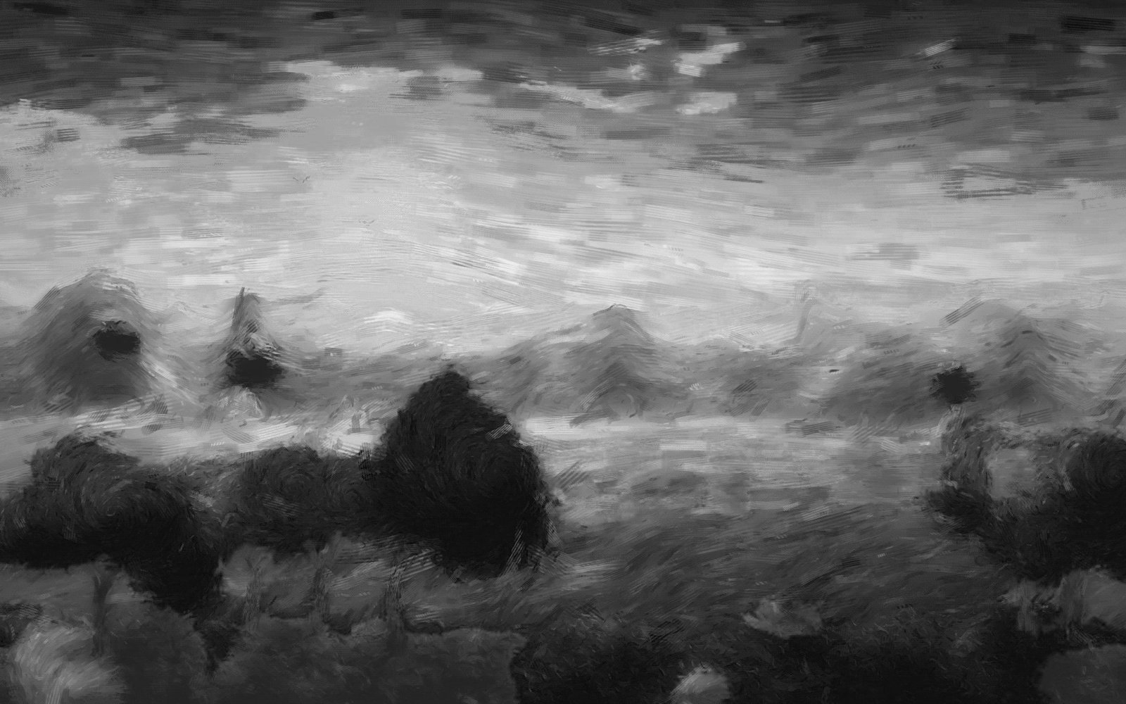 A monochrome conversion weighted towards the red channel, lightening warm tones