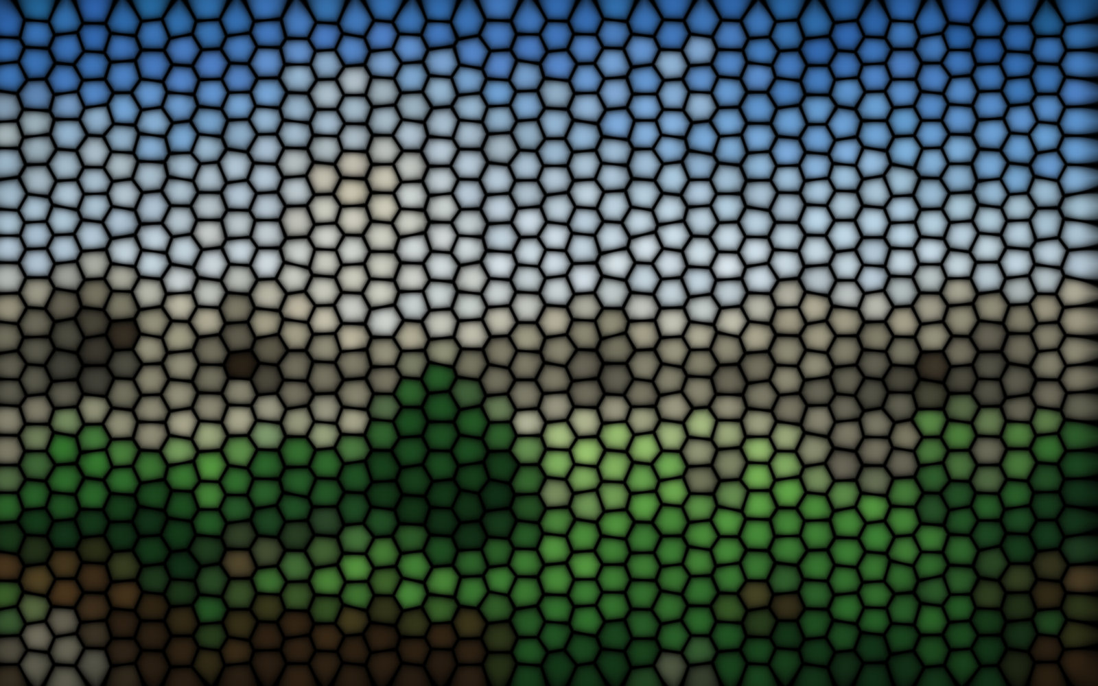 The same photograph rendered as stained glass panels