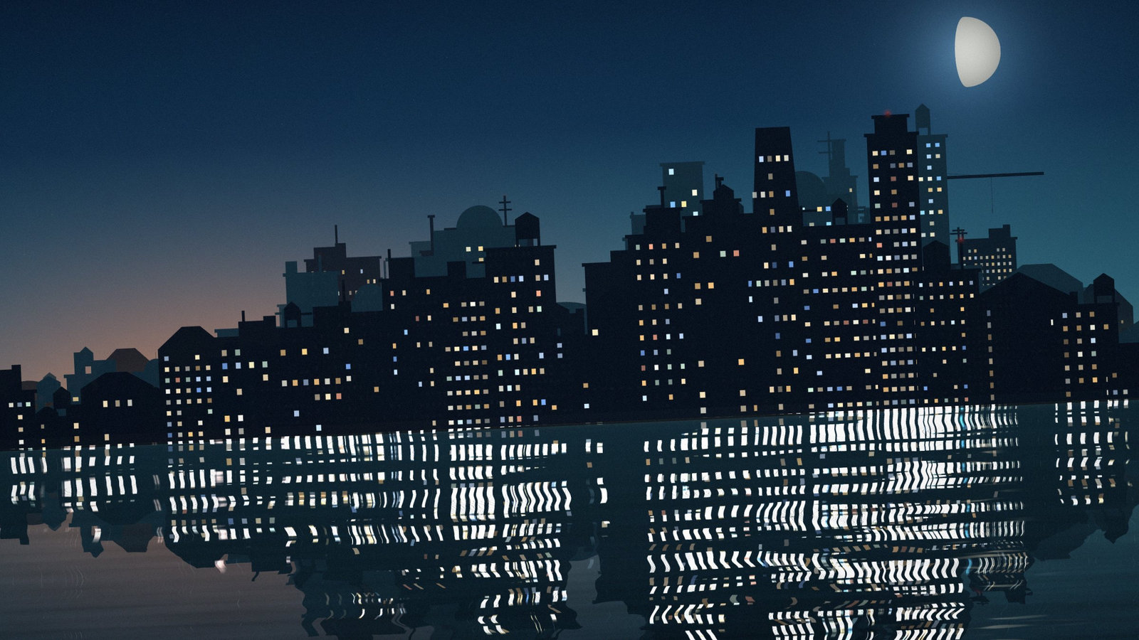 A city illustration before lens distortion