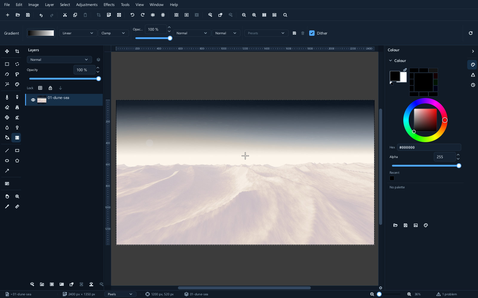 A linear gradient drawn across the canvas