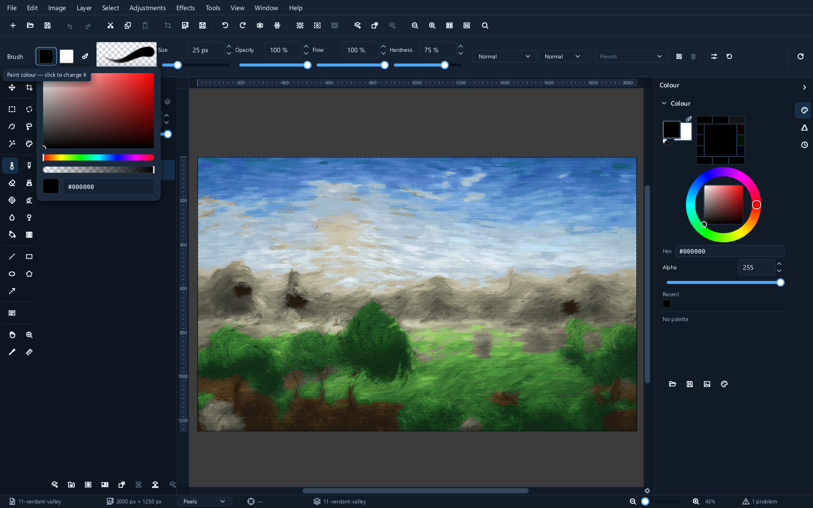 The colour picker dialog