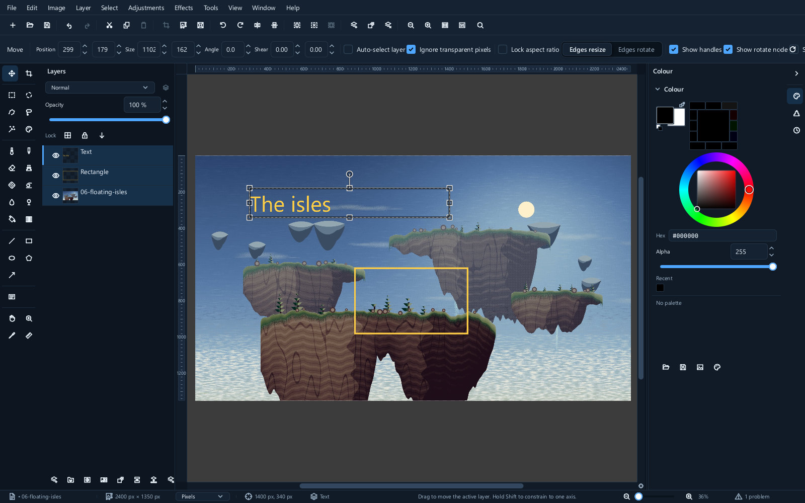 The layers panel showing each shape as a separate vector layer