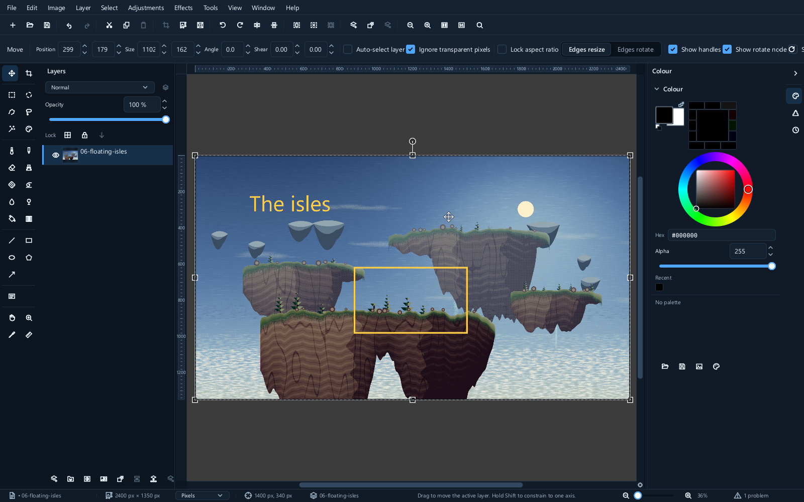 The document flattened, with all vector layers converted to pixels