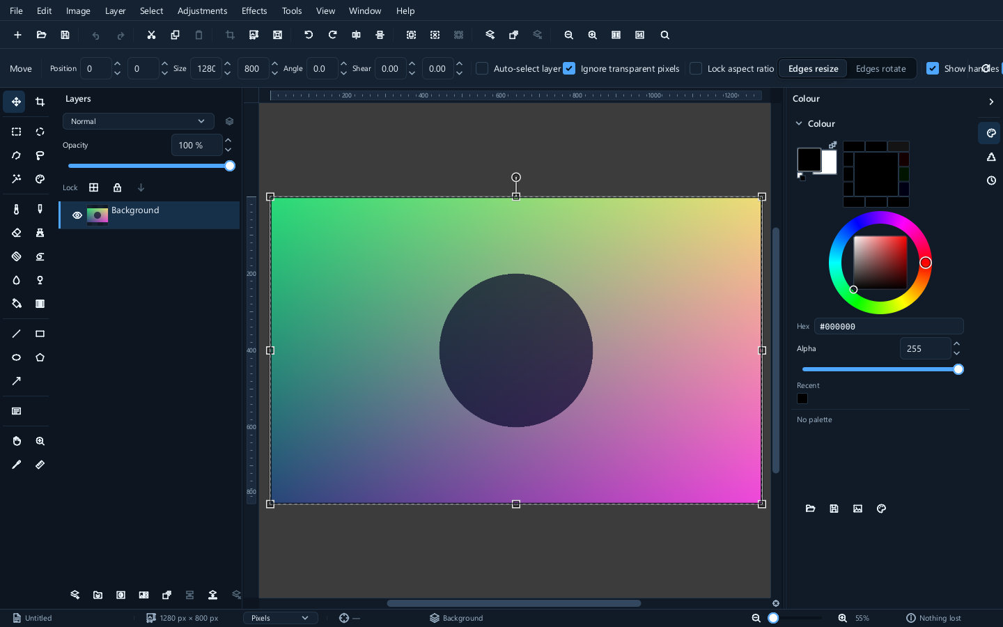The colour panel