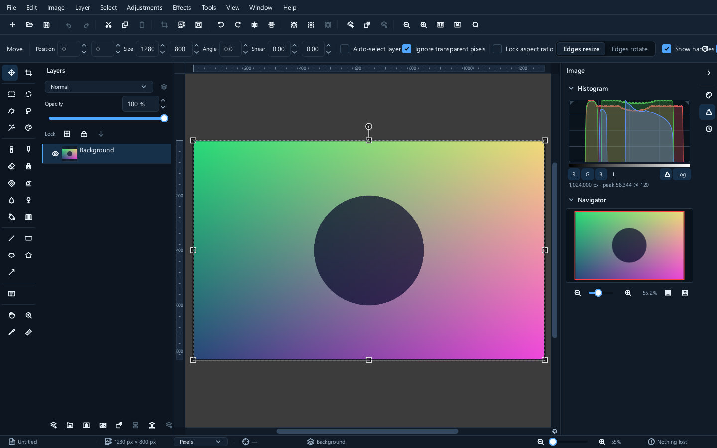 The image properties panel