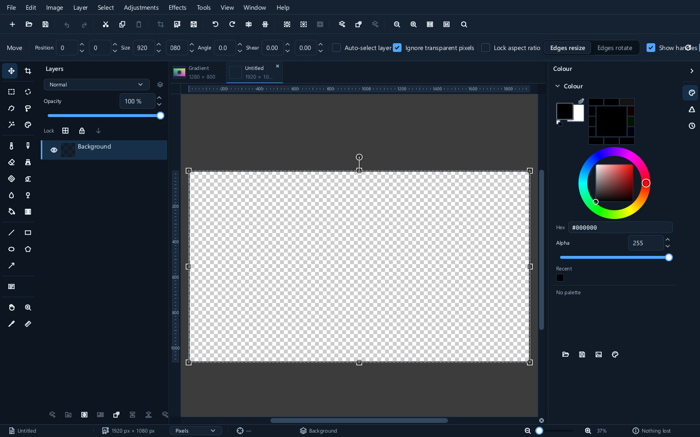 Several images open at once, as tabs