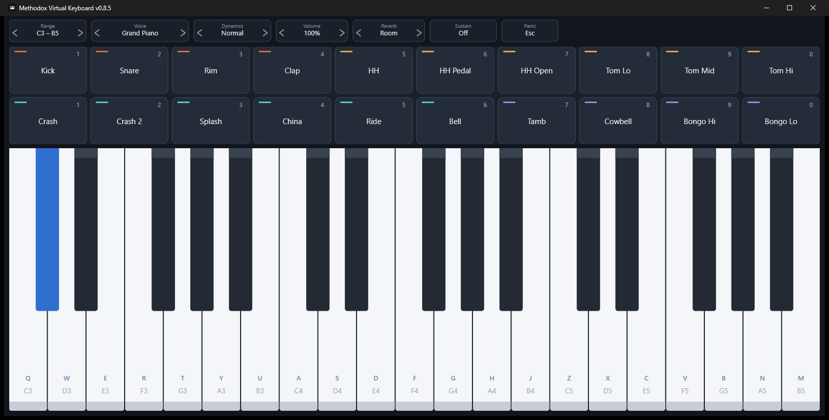 Shift and Q playing C sharp